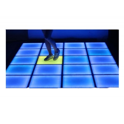 Wedding party tempered glass interactive RGB full color sensitive inductive led dance floor led dance mat tile